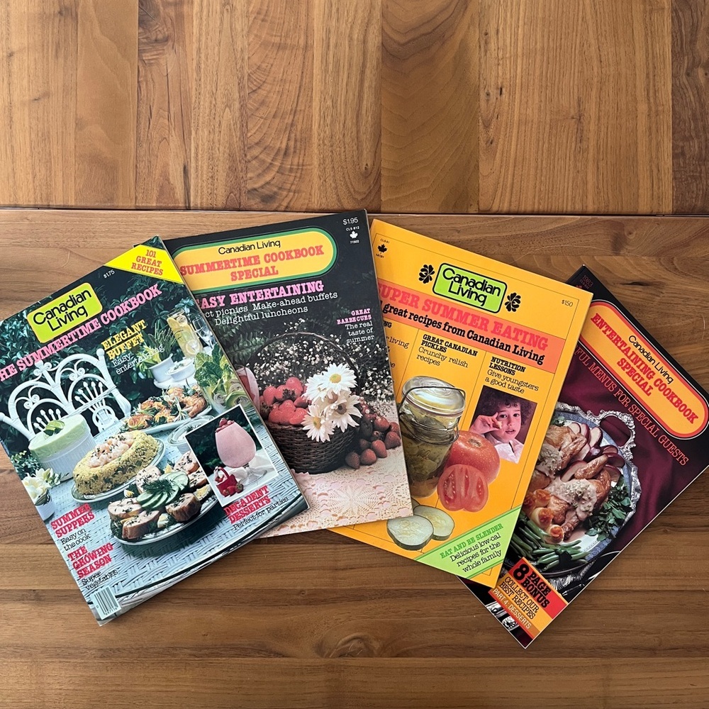 VINTAGE Lot of 4 Canadian Living Summertime & Entertaining Magazines 80's